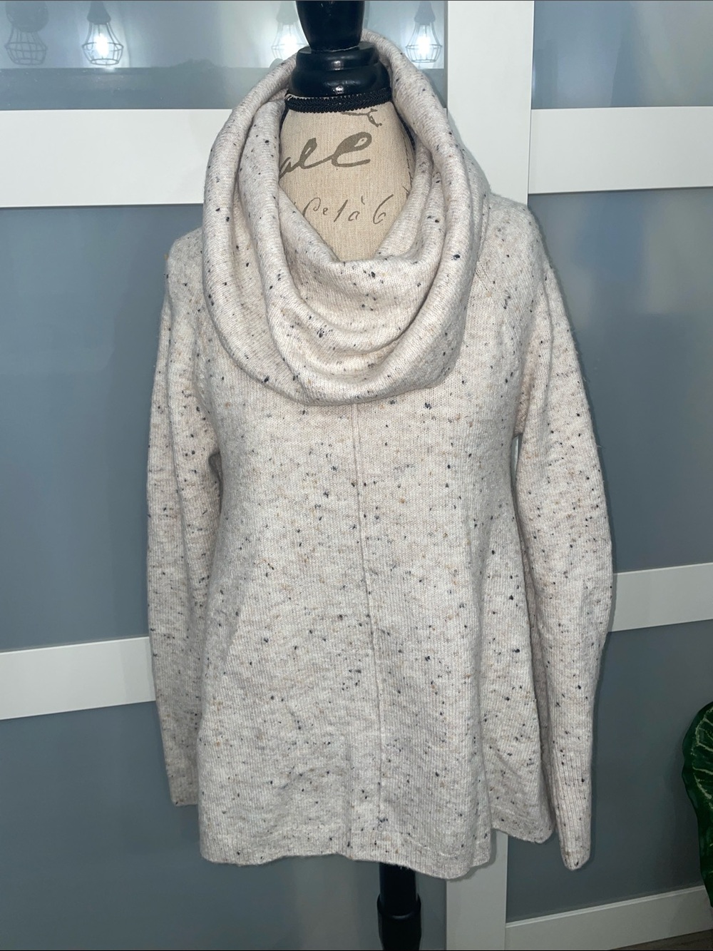 Jessica Simpson Cream Speckled Cowl Neck Sweater